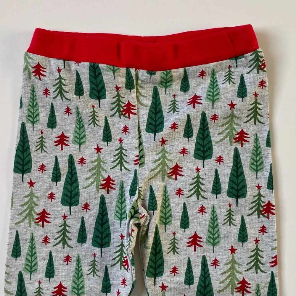 Mud Pie Kids Santa Pajamas Size 9 12 Months Christmas 2 Piece Long Johns Trees